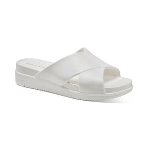 Sun + Stone Women's 9 White Islla Crisscross Slide Wedge Sandals Slides NIB